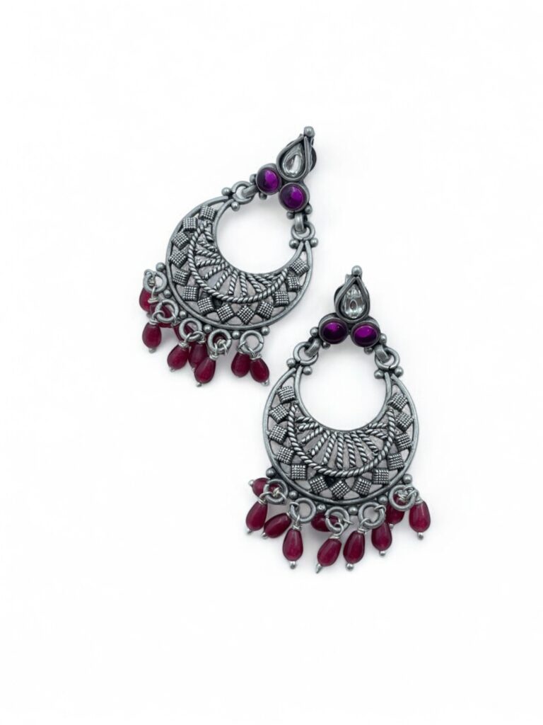 Get Amethyst Shadow Drops Chandbali Earrings