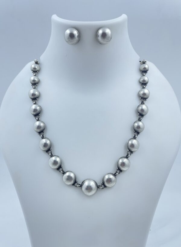Ardha Gola Timeless Necklace with Earrings in Sterling Silver