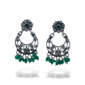 Floral Emerald Bead Floral Chandbalis