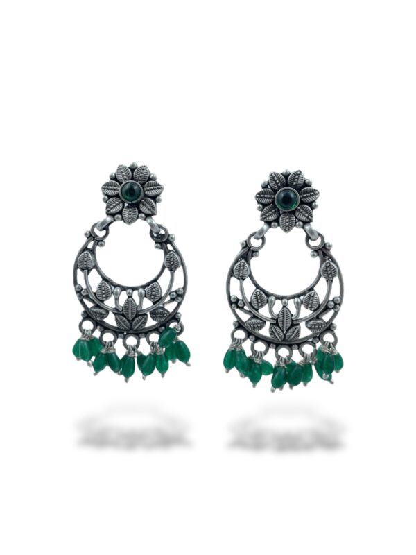 Floral Emerald Bead Floral Chandbalis