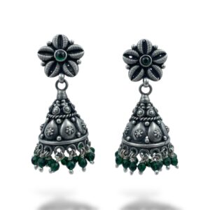 Get Emerald Bloom Jhumka Earrings