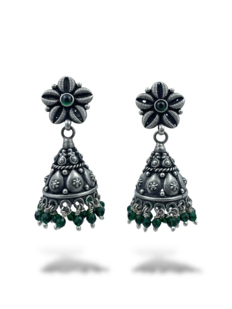 Get Emerald Bloom Jhumka Earrings