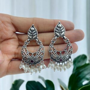 Simple Ethereal Dewdrop Arches Chandbali Earrings