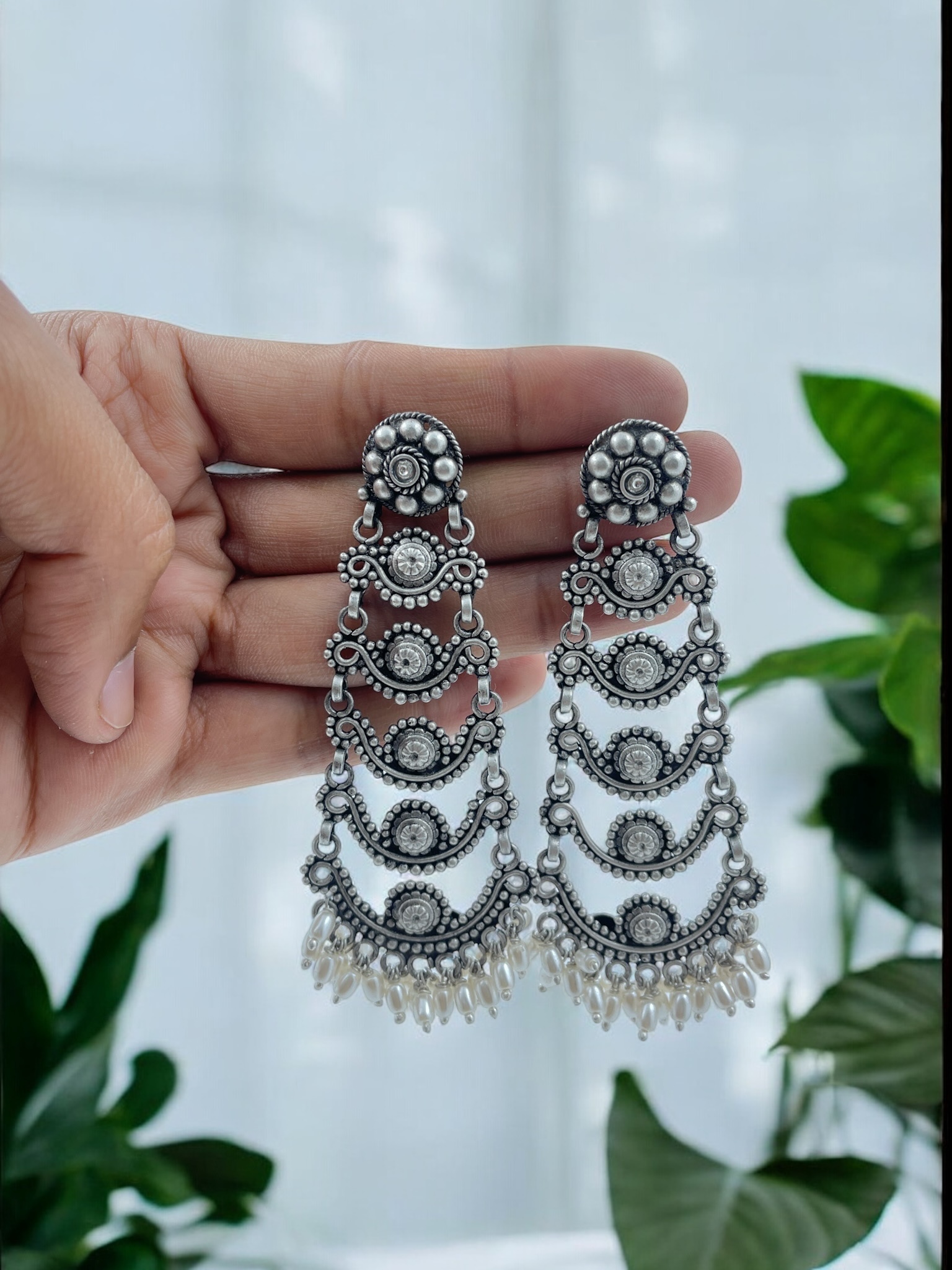 Long Floral Cascade Earrings