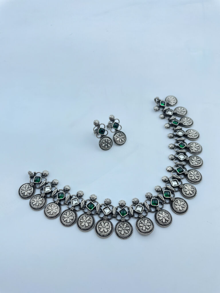 Get Floral Coin Necklace with Earrings