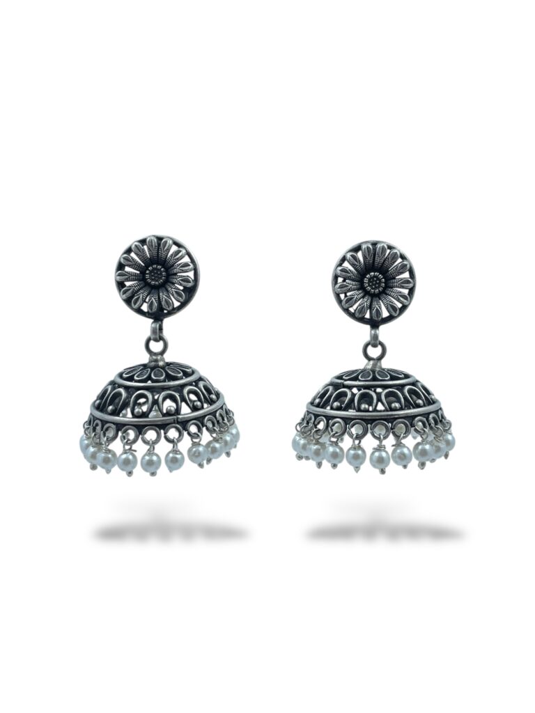 Floral Filigree Jhumka Earrings