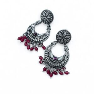 Shop Floral Heart Red Drops Chandbali Earrings