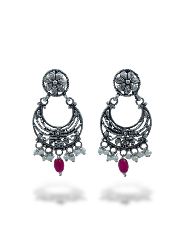 Buy Floral Jali Drop Chandbali Earrings