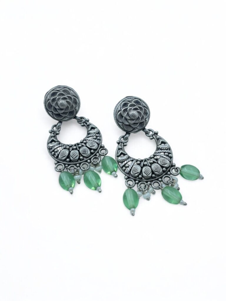 Purchase Floral Jali Green Drop Chandbali Earrings