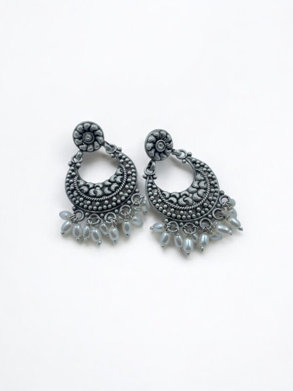 Get Floral filigree Pearl Drop Everyday Chandbali Earrings