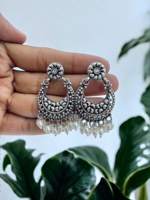 Buy Floral filigree Pearl Drop Everyday Chandbali Earrings