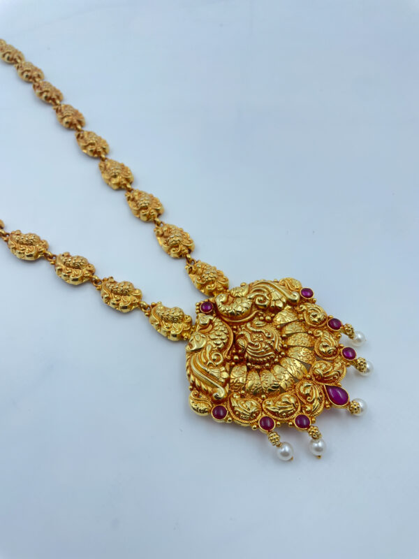 Traditional Gold Plated Peacock Pendent Long Necklace