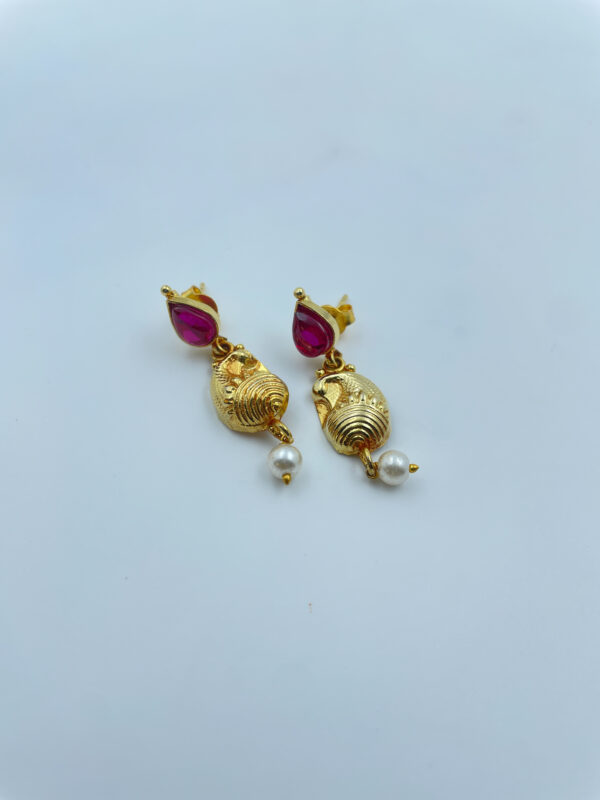 Gold Plated Pink Kemp Laxmi Earrings