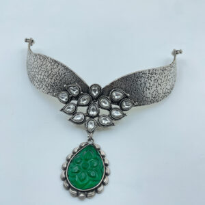 Bridal Green Carving Stone Choker