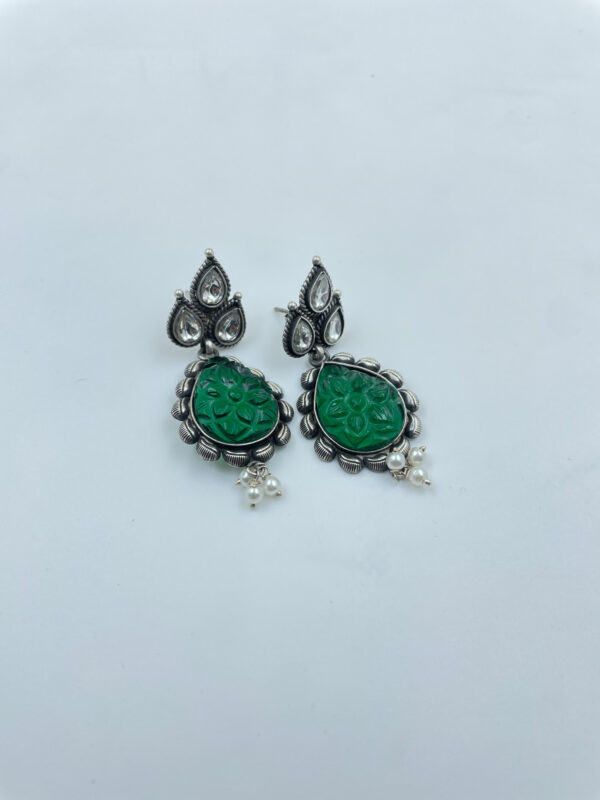 Get Green Carving Stone Earrings