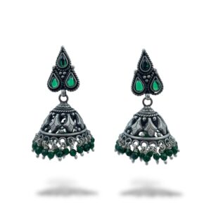 Purchase Green Petal Jali Jhumka Earrings