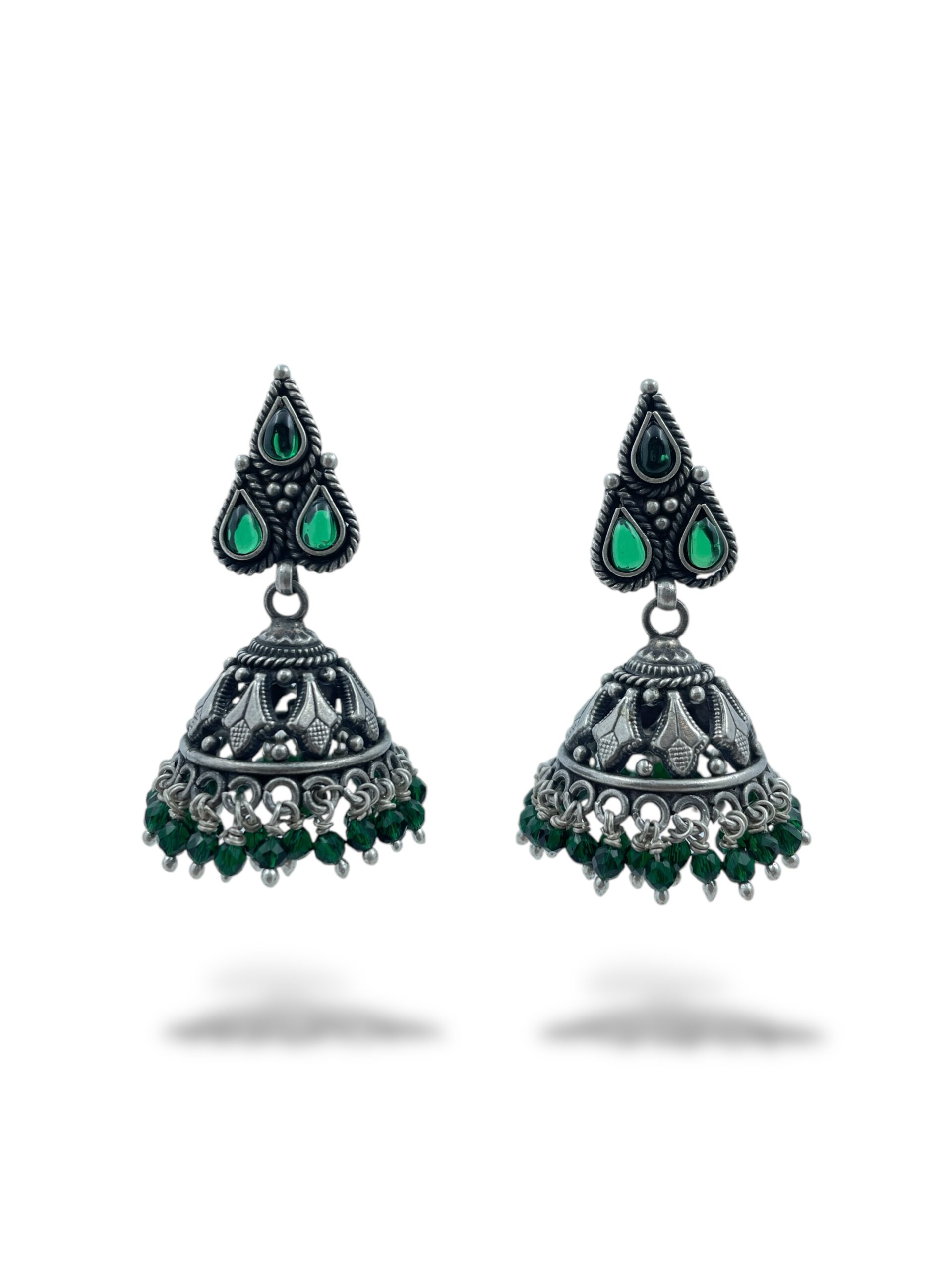 Purchase Green Petal Jali Jhumka Earrings