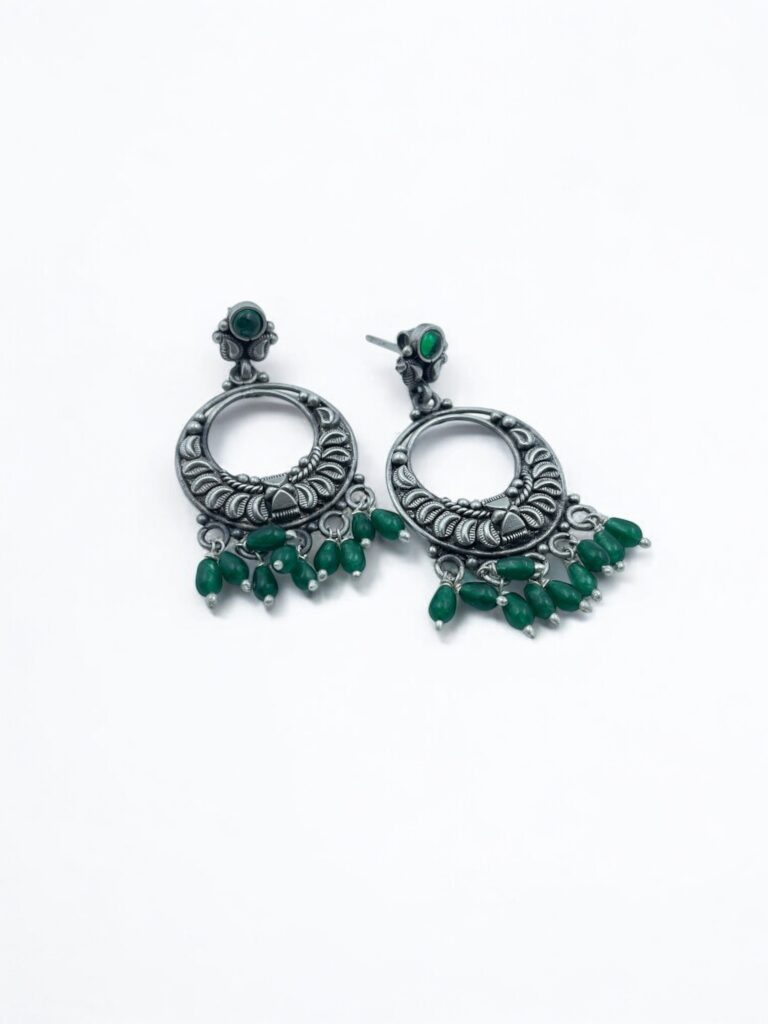 Buy Green Sage Drops Chandbali Earrings