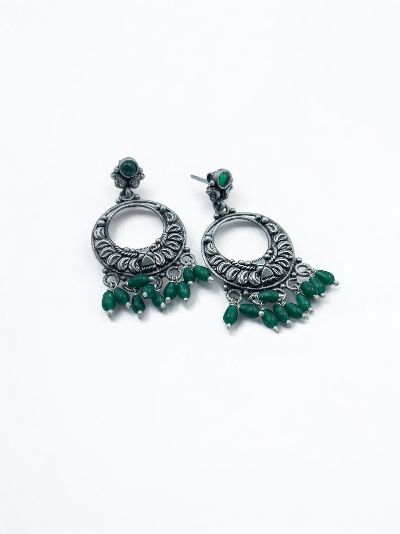 Buy Green Sage Drops Chandbali Earrings