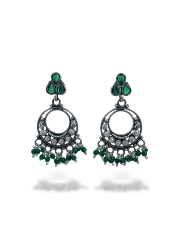 Aesthetic Green Stone Timeless Chandbali Earrings
