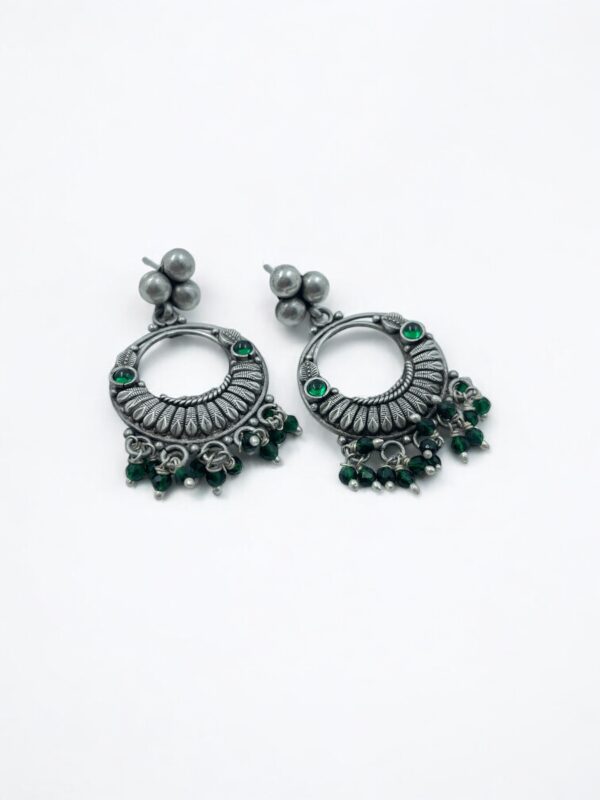 Dark Leaf Green Chandbali Earrings