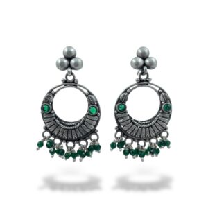 Glamorous Leaf Green Chandbali Earrings