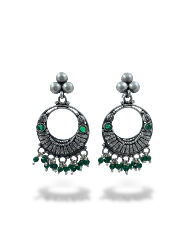 Glamorous Leaf Green Chandbali Earrings