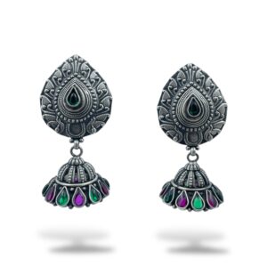 Colorful Pear drop Jhumka Earrings