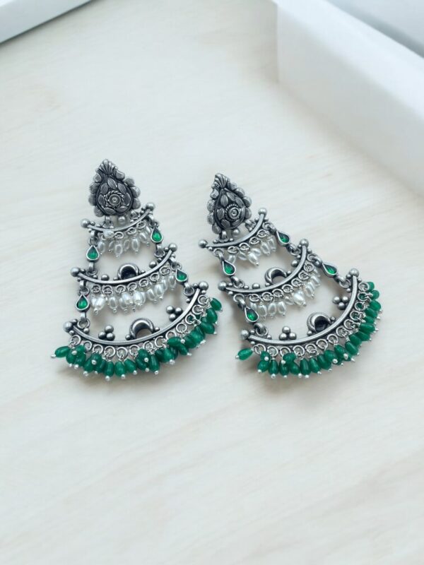 Get Pearl Green Chandeliers Earrings
