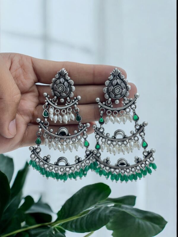 Aesthetic Pearl Green Chandeliers Earrings