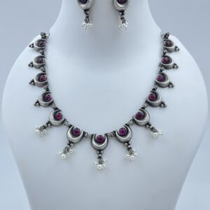 Pink Chand Neaclace Set with Earrings