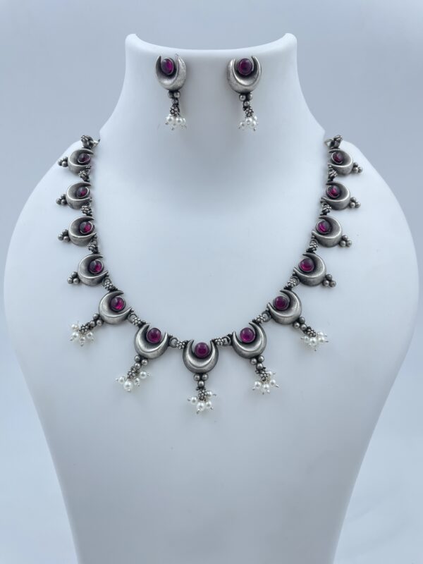Pink Chand Neaclace Set with Earrings