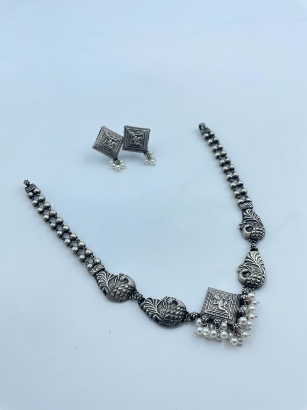 Get Short Chain Devi Peacock Necklace with Earrings