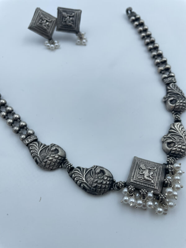 Beautiful Short Chain Devi Peacock Necklace with Earrings