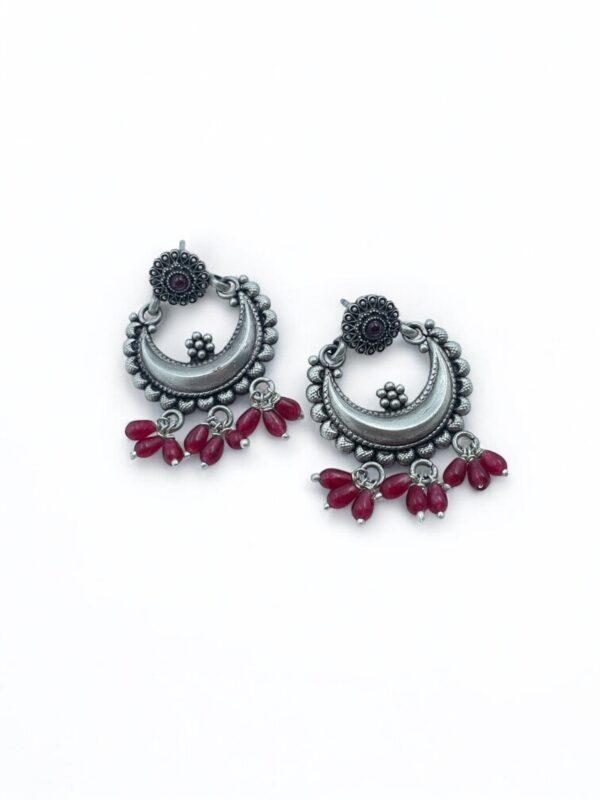 Elegant Red Pearl Chandbali Earrings