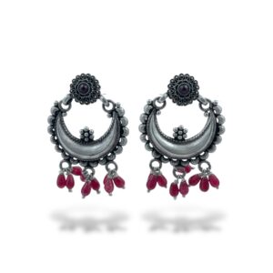 New Red Pearl Chandbali Earrings