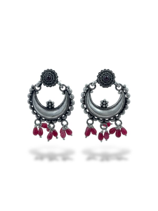 New Red Pearl Chandbali Earrings