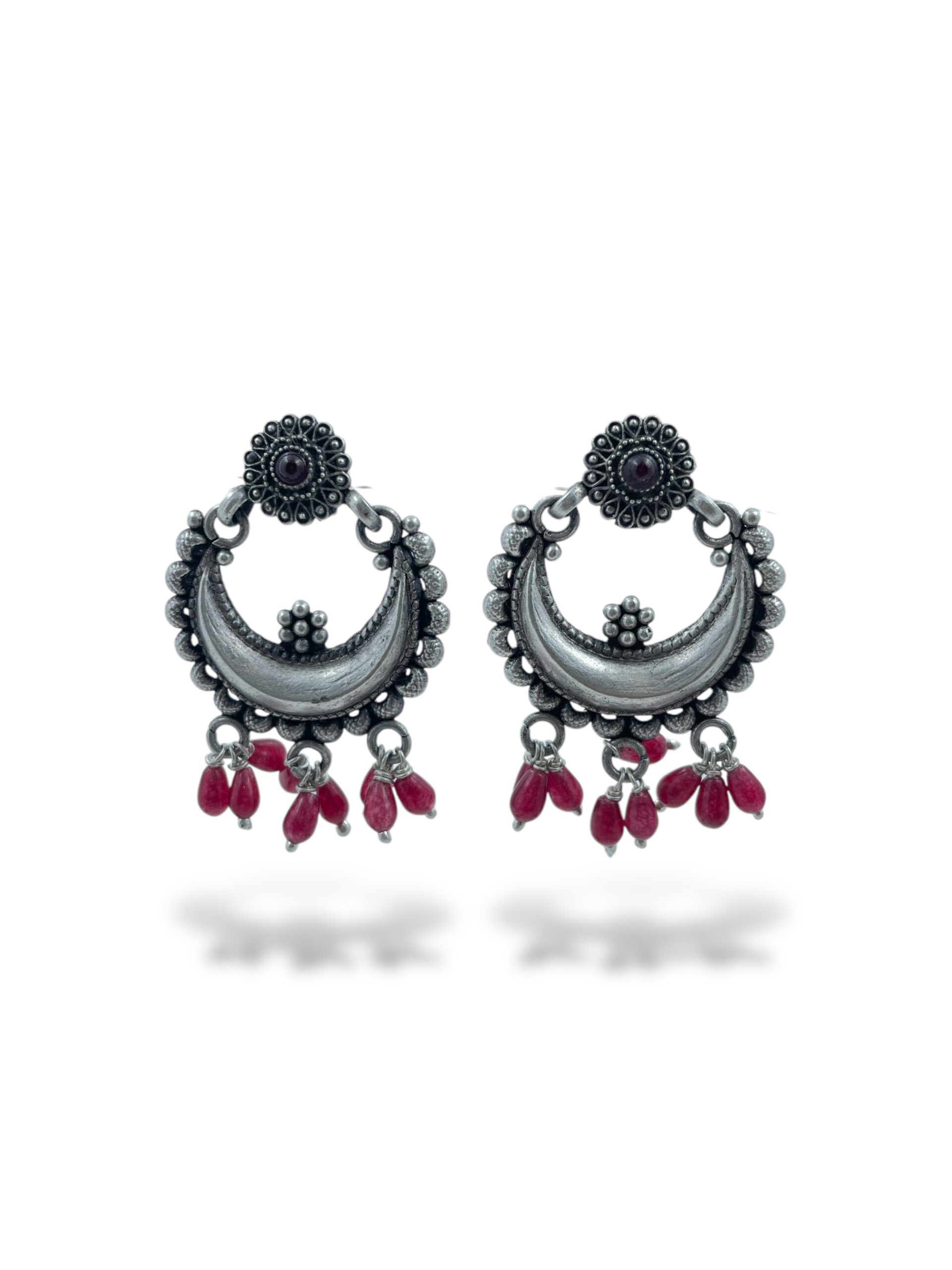 New Red Pearl Chandbali Earrings