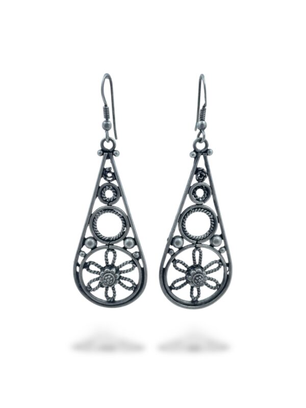 Silver Tribal Hoops Earrings
