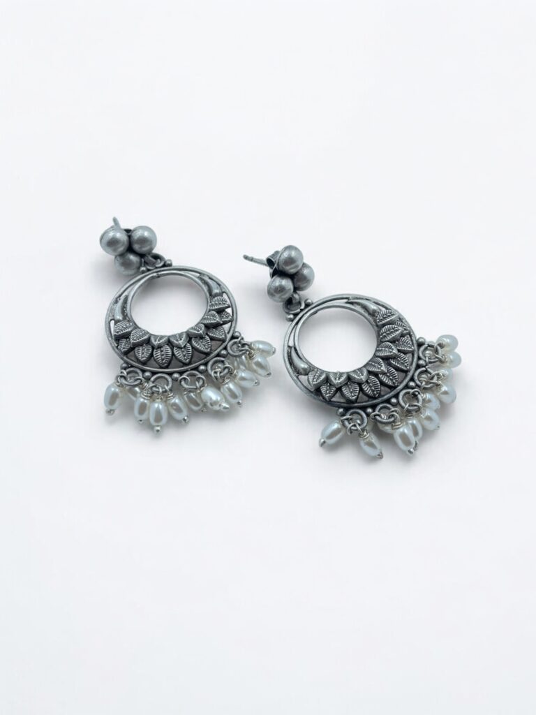 Simple Twilight Seed Pearls Chandbali Earrings