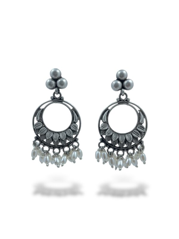 White Twilight Seed Pearls Chandbali Earrings