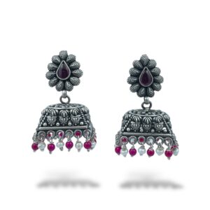 Verdant Temple Square Drop Jhumka Earrings