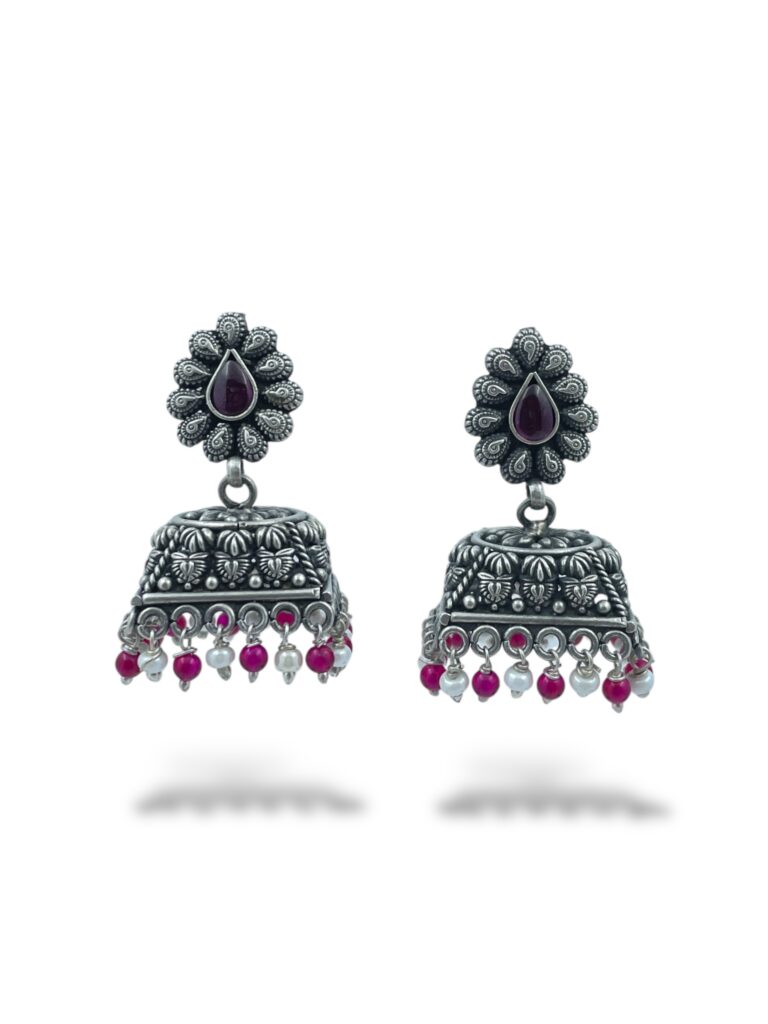 Verdant Temple Square Drop Jhumka Earrings