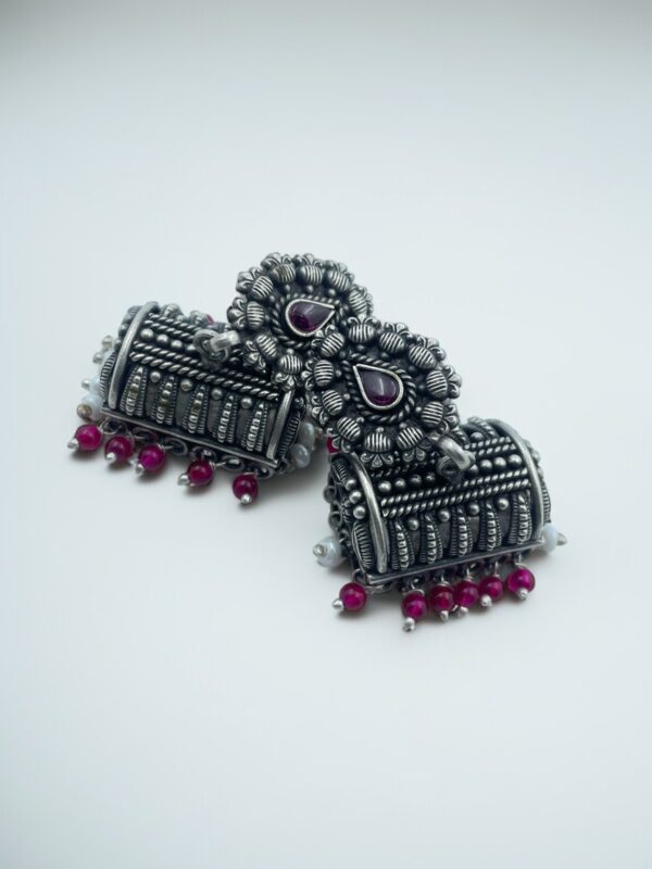 Barrel Bead Jhumka Earrings - Image 2