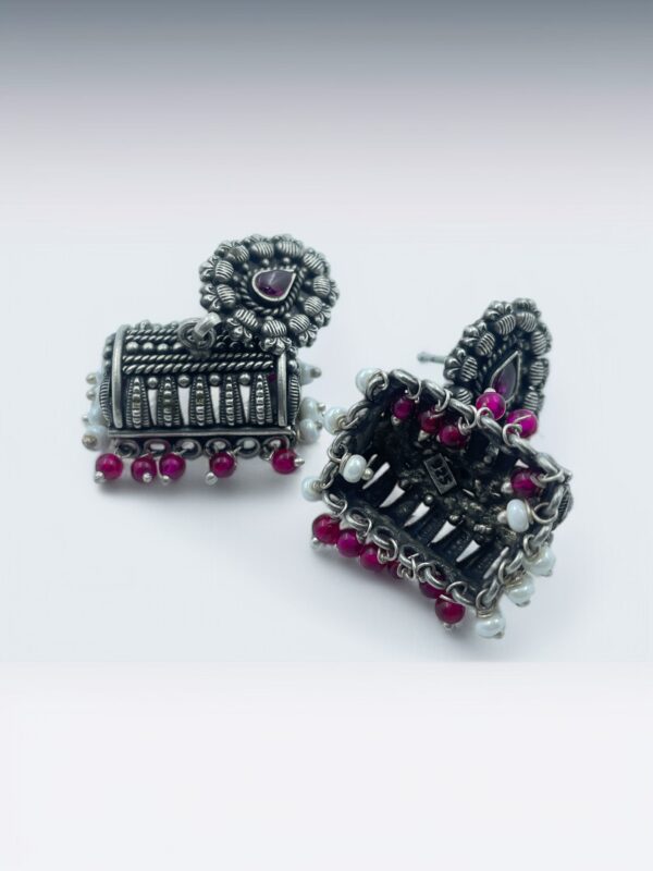 Barrel Bead Jhumka Earrings - Image 3