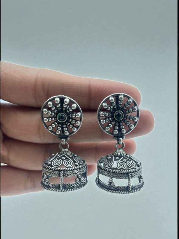 Chakra Jali Jhumka Earrings in 925 Silver (3)