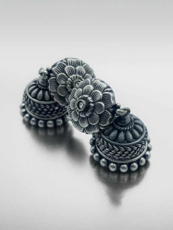 Floral Bell Design Jhumka Earrings - Image 2