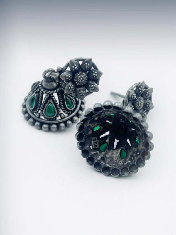 Floral Bell Jhumka Earrings - Image 4