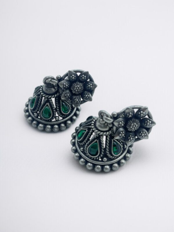 Floral Bell Jhumka Earrings - Image 3