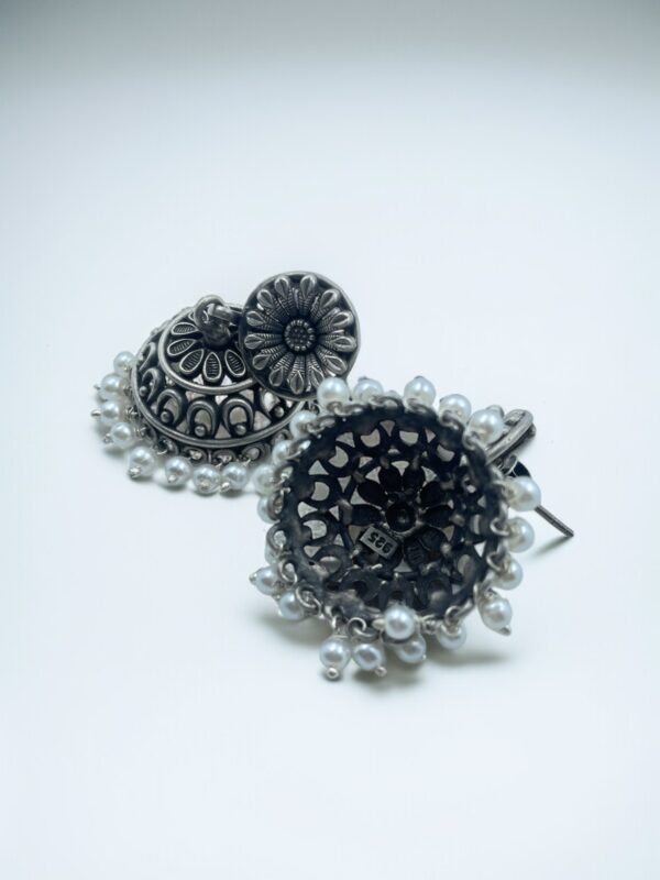 Floral Filigree Jhumka Earrings - Image 4